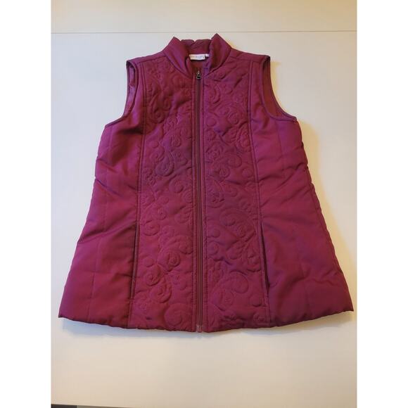 KIM ROGERS Petite‎ Women's Burgandy Full Zip Quilted Puff Vest Size PS Pockets - Picture 1 of 5